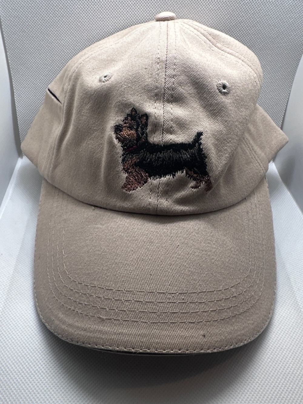 Beige Yorkie Dog Embroidered Baseball Cap - Casual Pet Style NWT